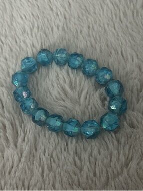 Blue Faceted Crystal Bead Stretch Bracelet